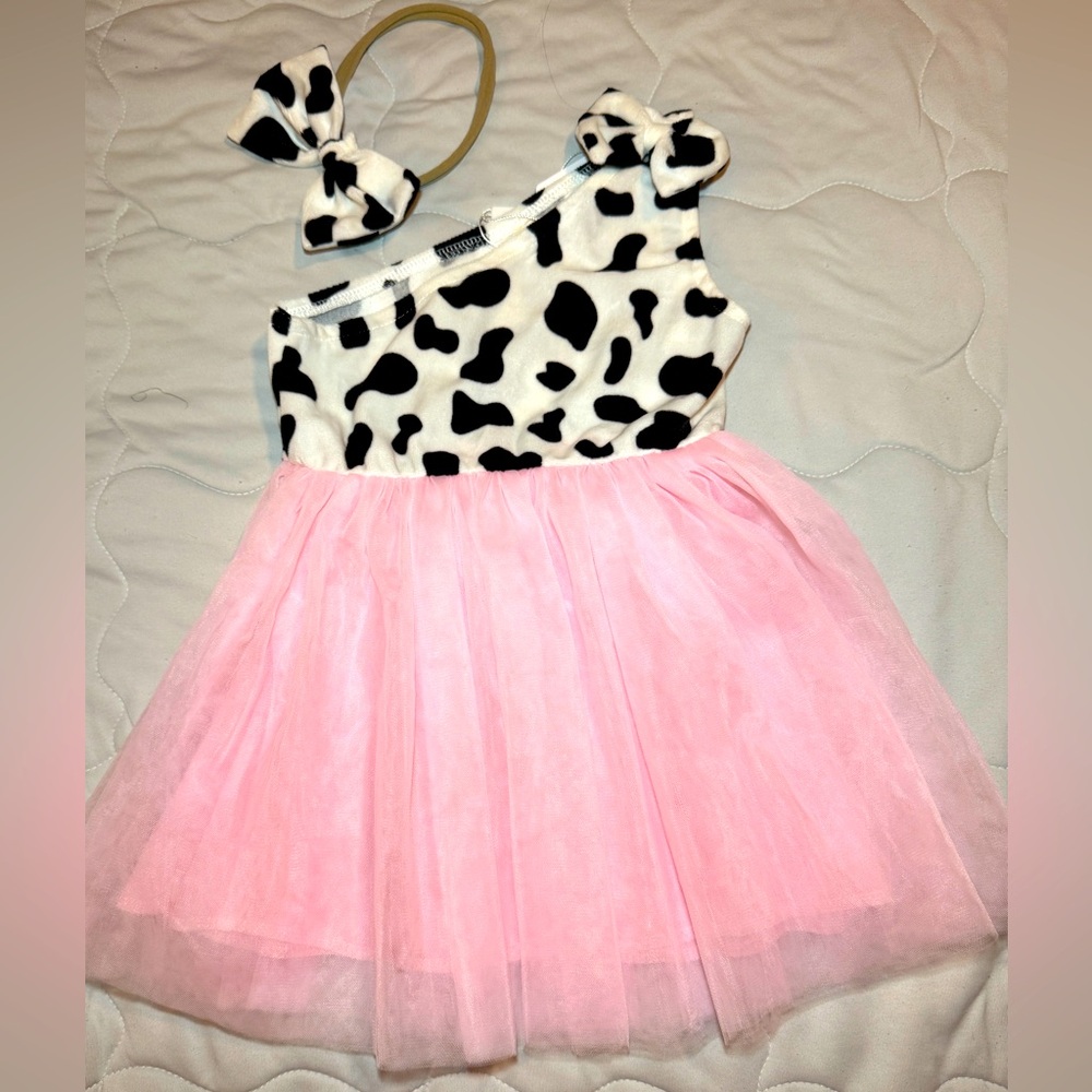 Infant Baby Girls Zebra One Shoulder Ruffle Velvet Tulle Tutu Dress and Hair Bow